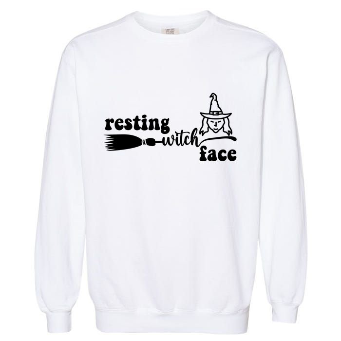 Resting Witch Face Funny Halloween Garment-Dyed Sweatshirt