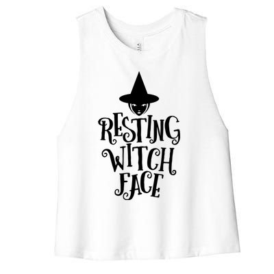 Resting Witch Face Funny Halloween Gift Women's Racerback Cropped Tank