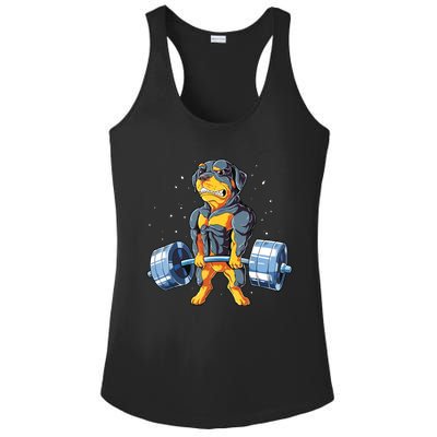 Rottweiler Weightlifting Funny Deadlift Men Fitness Gym Gift Ladies PosiCharge Competitor Racerback Tank