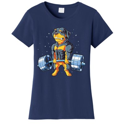 Rottweiler Weightlifting Funny Deadlift Men Fitness Gym Gift Women's T-Shirt