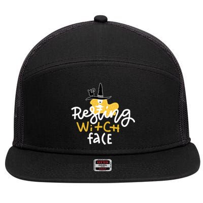 Resting Witch Face Funny Halloween 7 Panel Mesh Trucker Snapback Hat