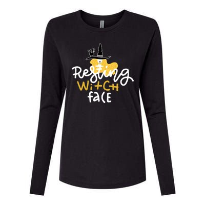 Resting Witch Face Funny Halloween Womens Cotton Relaxed Long Sleeve T-Shirt