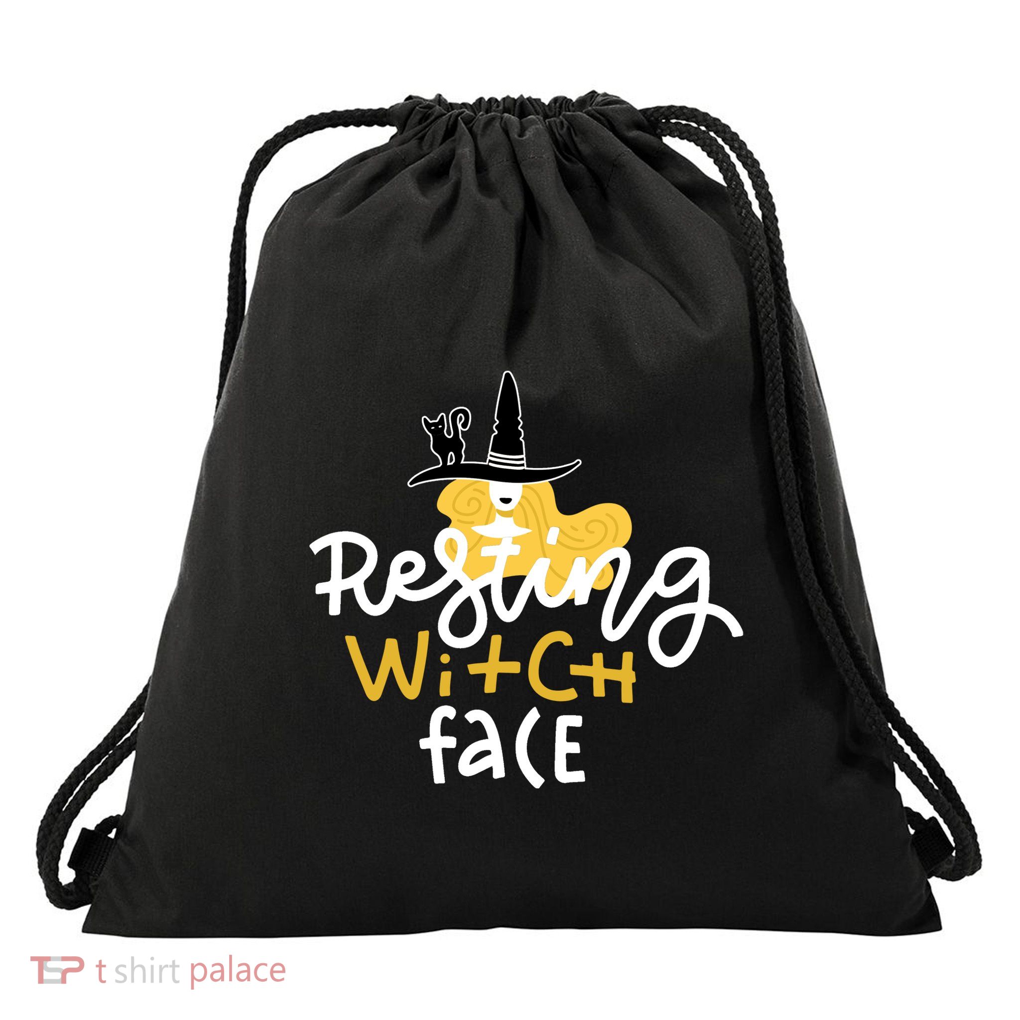 Resting Witch Face Funny Halloween Drawstring Bag