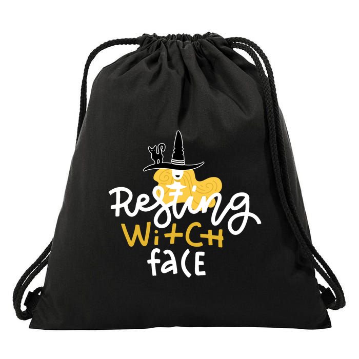 Resting Witch Face Funny Halloween Drawstring Bag