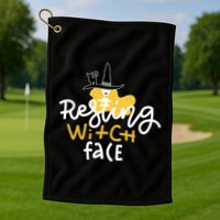 Resting Witch Face Funny Halloween Golf Towel