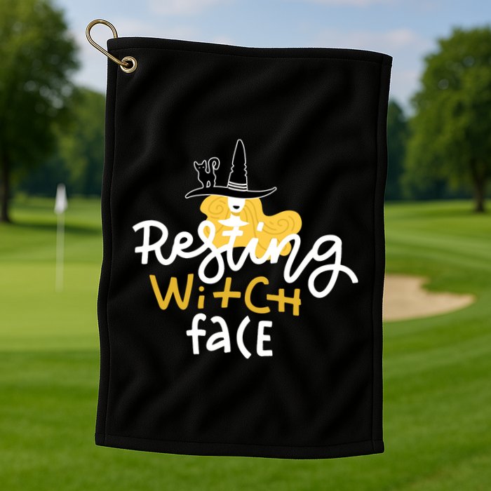 Resting Witch Face Funny Halloween Golf Towel