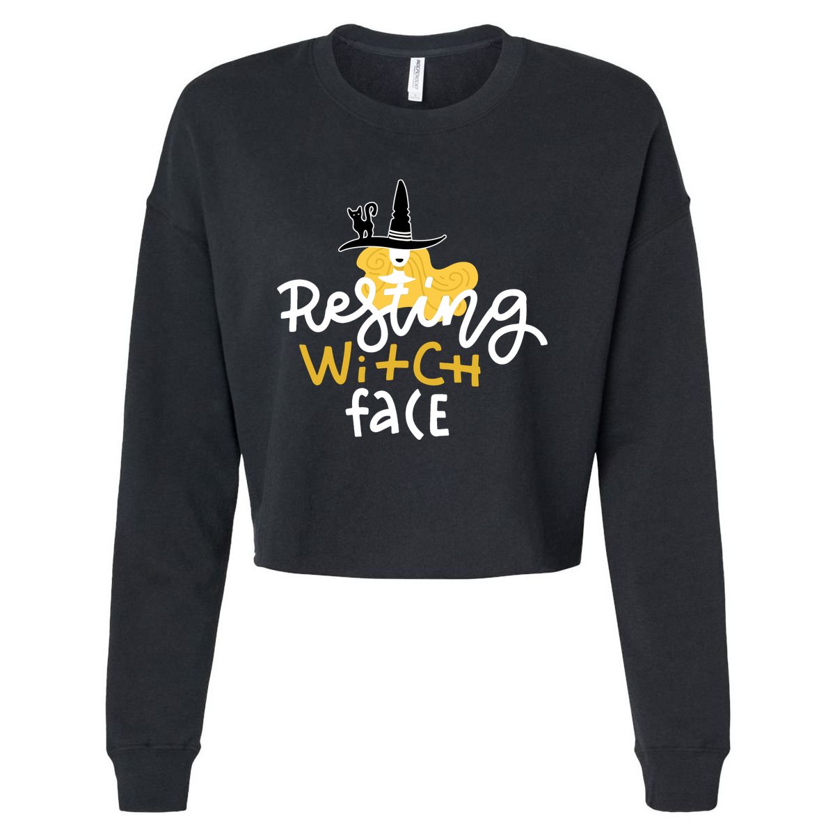 Resting Witch Face Funny Halloween Cropped Pullover Crew