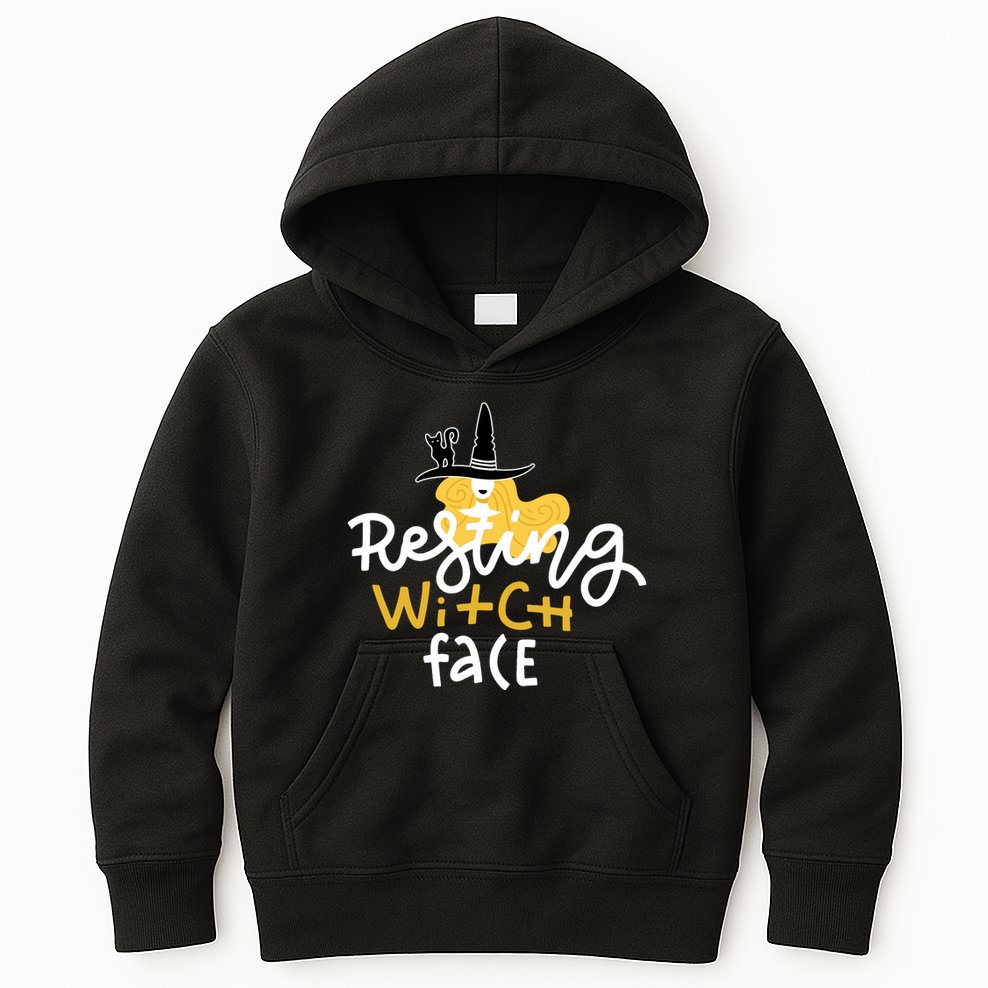 Resting Witch Face Funny Halloween Kids Hoodie
