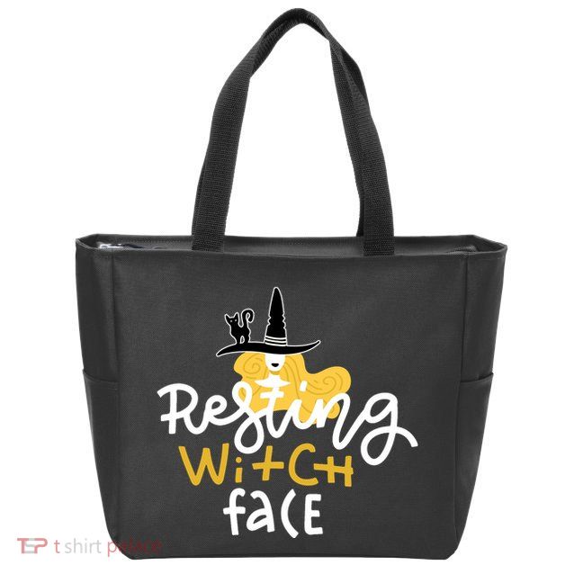 Resting Witch Face Funny Halloween Zip Tote Bag