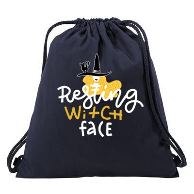 Resting Witch Face Funny Halloween Drawstring Bag