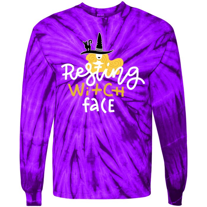 Resting Witch Face Funny Halloween Tie-Dye Long Sleeve Shirt