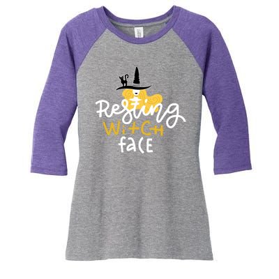 Resting Witch Face Funny Halloween Women's Tri-Blend 3/4-Sleeve Raglan Shirt