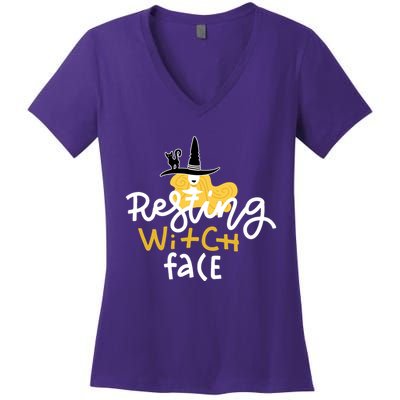 Resting Witch Face Funny Halloween Women's V-Neck T-Shirt