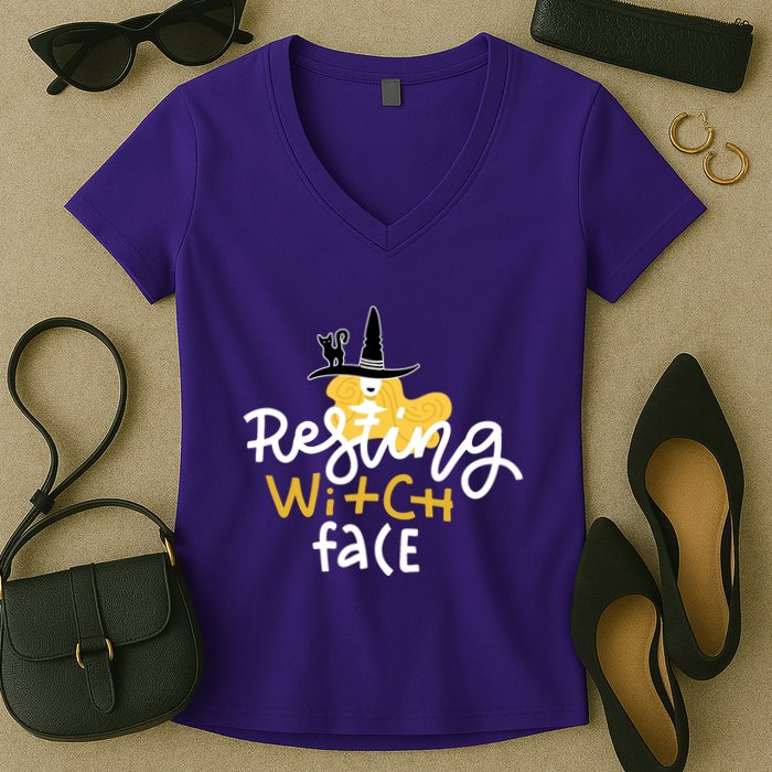 Resting Witch Face Funny Halloween Women's V-Neck T-Shirt