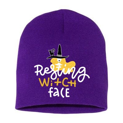 Resting Witch Face Funny Halloween Short Acrylic Beanie