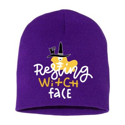 Resting Witch Face Funny Halloween Short Acrylic Beanie