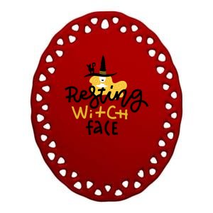 Resting Witch Face Funny Halloween Ceramic Oval Ornament