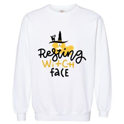 Resting Witch Face Funny Halloween Garment-Dyed Sweatshirt