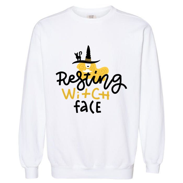 Resting Witch Face Funny Halloween Garment-Dyed Sweatshirt