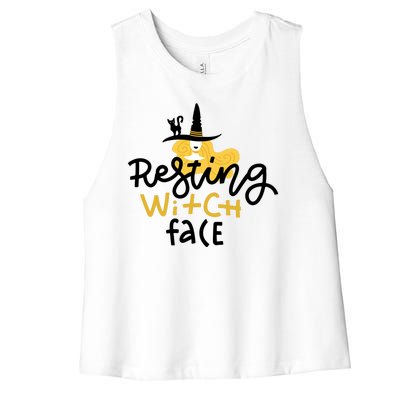 Resting Witch Face Funny Halloween Women's Racerback Cropped Tank