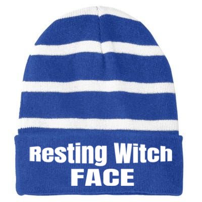 Resting Witch Face Gift Striped Beanie with Solid Band