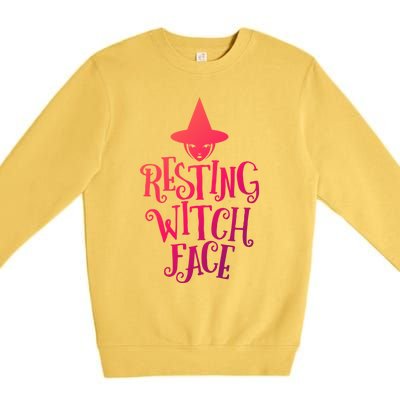 Resting Witch Face Funny Halloween Cute Gift Premium Crewneck Sweatshirt