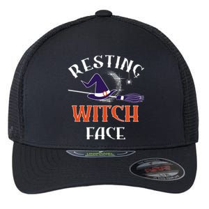 Resting Witch Face Funny Spooky Broomstick Halloween Party Gift Flexfit Unipanel Trucker Cap