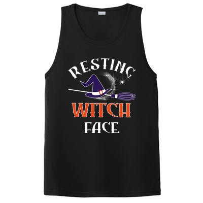 Resting Witch Face Funny Spooky Broomstick Halloween Party Gift PosiCharge Competitor Tank