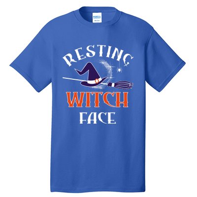 Resting Witch Face Funny Spooky Broomstick Halloween Party Gift Tall T-Shirt