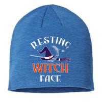 Resting Witch Face Funny Spooky Broomstick Halloween Party Gift Sustainable Beanie