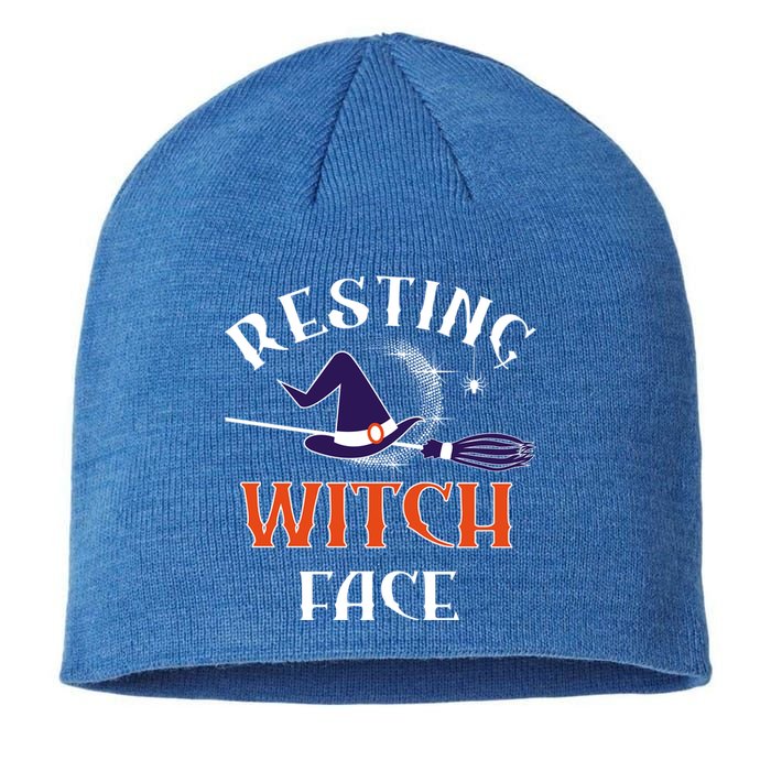 Resting Witch Face Funny Spooky Broomstick Halloween Party Gift Sustainable Beanie