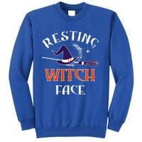 Resting Witch Face Funny Spooky Broomstick Halloween Party Gift Tall Sweatshirt