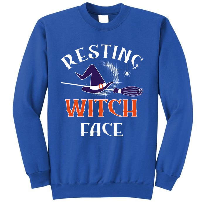 Resting Witch Face Funny Spooky Broomstick Halloween Party Gift Tall Sweatshirt