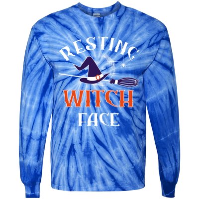 Resting Witch Face Funny Spooky Broomstick Halloween Party Gift Tie-Dye Long Sleeve Shirt