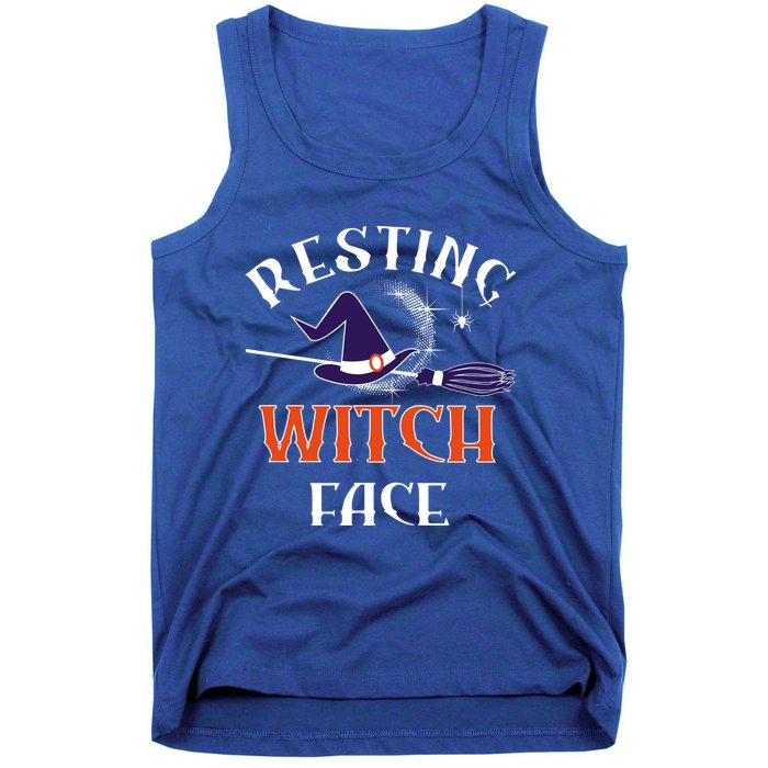 Resting Witch Face Funny Spooky Broomstick Halloween Party Gift Tank Top