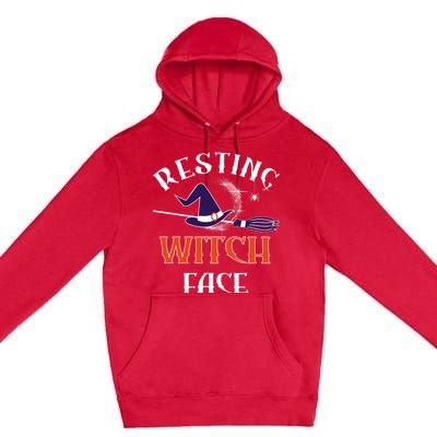 Resting Witch Face Funny Spooky Broomstick Halloween Party Gift Premium Pullover Hoodie