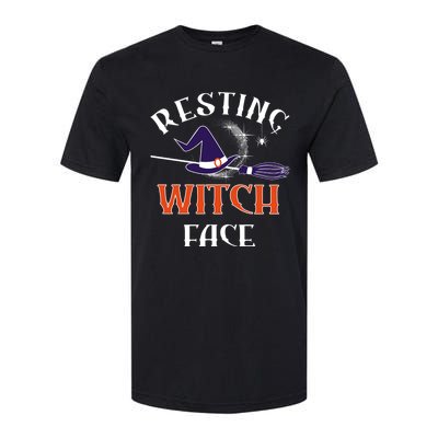 Resting Witch Face Funny Spooky Broomstick Halloween Party Gift Softstyle CVC T-Shirt