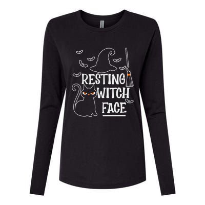 Resting Witch Face Halloween Design Cute Gift Womens Cotton Relaxed Long Sleeve T-Shirt