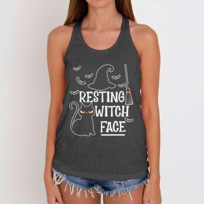 Resting Witch Face Halloween Design Cute Gift Women's Knotted Racerback Tank