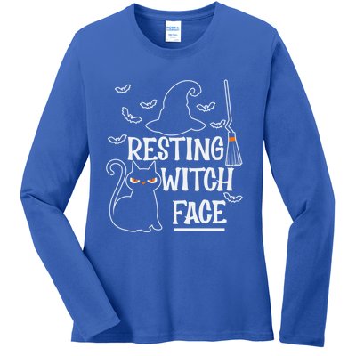 Resting Witch Face Halloween Design Cute Gift Ladies Long Sleeve Shirt