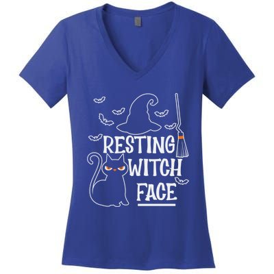 Resting Witch Face Halloween Design Cute Gift Women's V-Neck T-Shirt