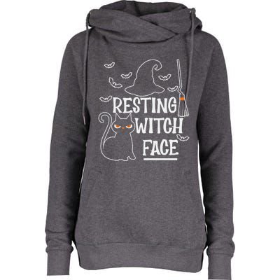 Resting Witch Face Halloween Design Cute Gift Womens Funnel Neck Pullover Hood