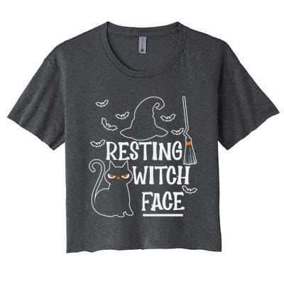 Resting Witch Face Halloween Design Cute Gift Women's Crop Top Tee