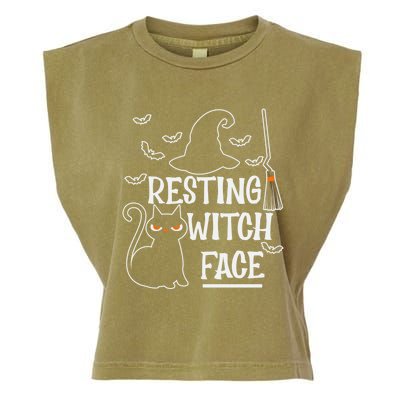 Resting Witch Face Halloween Design Cute Gift Garment-Dyed Women's Muscle Tee