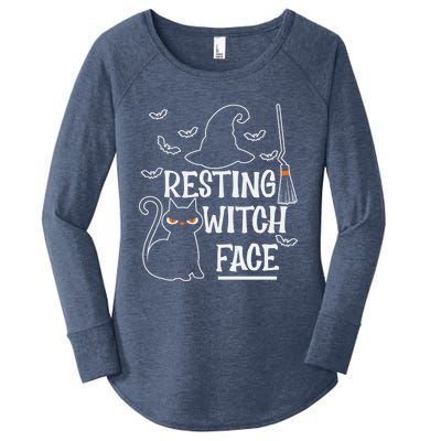 Resting Witch Face Halloween Design Cute Gift Women's Perfect Tri Tunic Long Sleeve Shirt