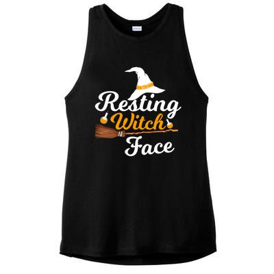 Resting Witch Face Broomstick Cute Spooky Party Gift Ladies PosiCharge Tri-Blend Wicking Tank