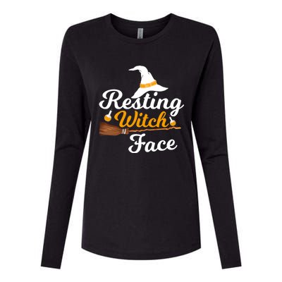 Resting Witch Face Broomstick Cute Spooky Party Gift Womens Cotton Relaxed Long Sleeve T-Shirt