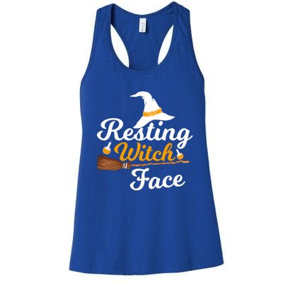 Resting Witch Face Broomstick Cute Spooky Party Gift Women's Racerback Tank