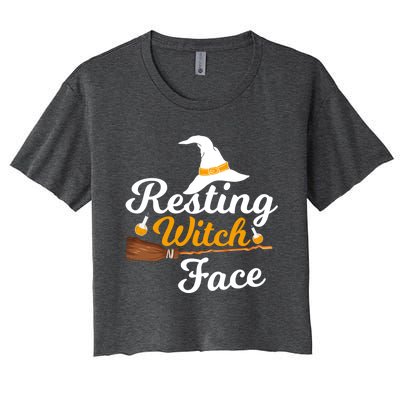 Resting Witch Face Broomstick Cute Spooky Party Gift Women's Crop Top Tee