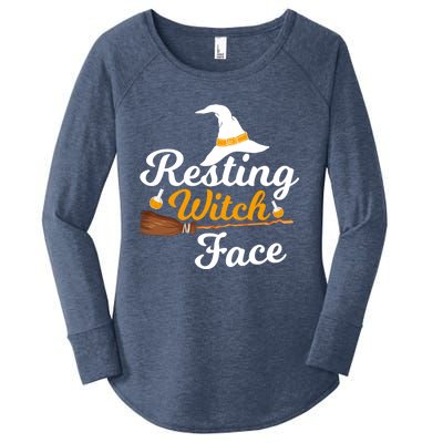 Resting Witch Face Broomstick Cute Spooky Party Gift Women's Perfect Tri Tunic Long Sleeve Shirt